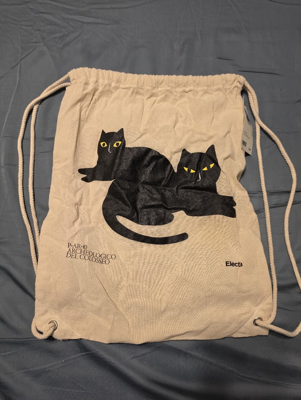 Electa Italian Organic Cotton Combination Backpack Tote with Cats NWT
